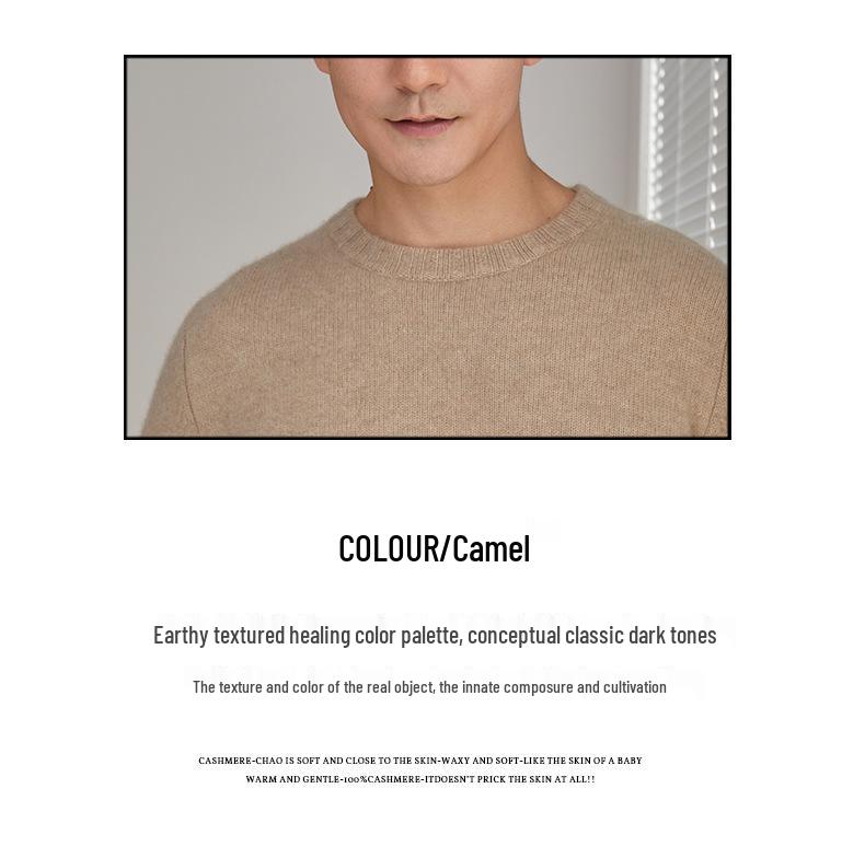 Exquisite Men's Three-Ply Pure Cashmere Sweater - Thick, Warm, Round Neck Knit for Autumn/Winter