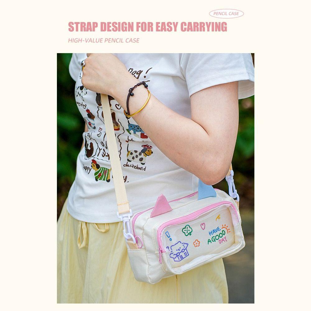 Cartoon Cat Pencil Case Large Capacity Stationery Organizer Fashion Stationery Bag  Students