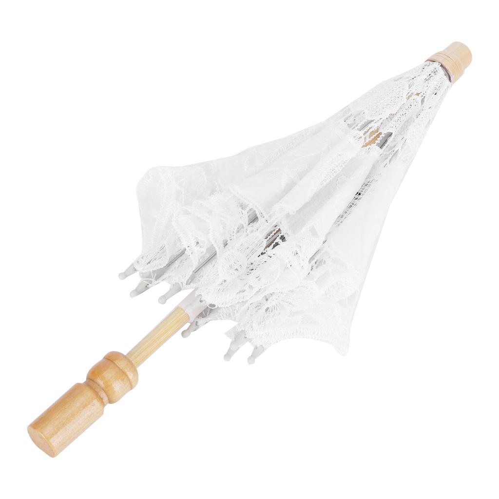 Lace Umbrella Wedding Bridal Parasol Umbrella for Photography Props Wedding SuppliesS White