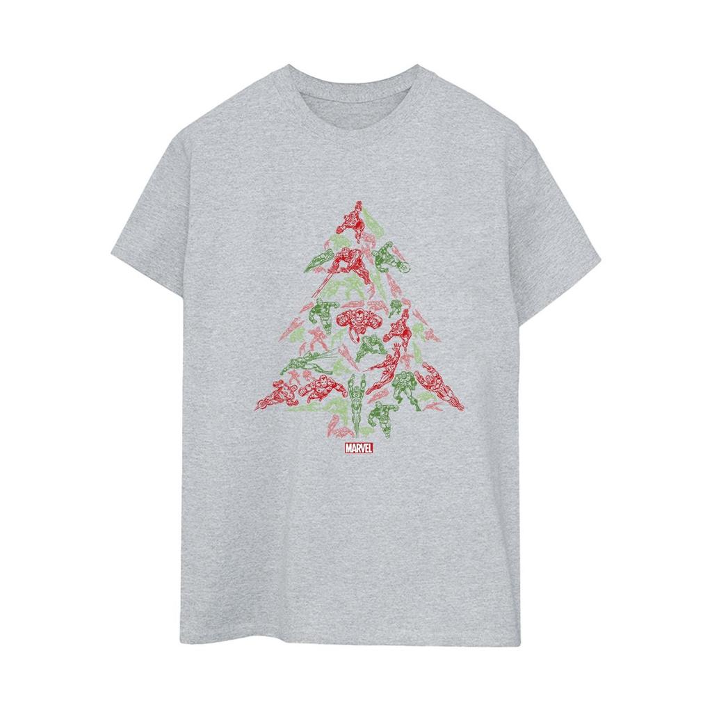 Marvel Dámské/Ladies Avengers Christmas Tree Cotton Boyfriend T-Shirt