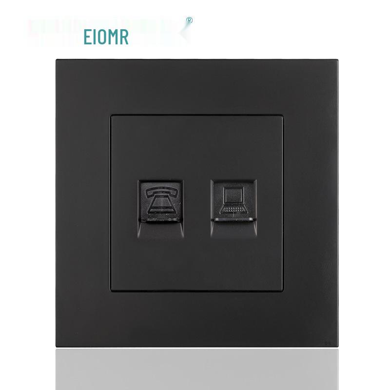 Black 16A German Standard Socket Panel with Double USB + Type C, Concealed European Installation