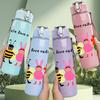 1PC Bee Bunny Flower Design 750ml Color Plastic Sports Water Bottle Leakproof Flip Straw Lid Suitable for Sports Office Home Use