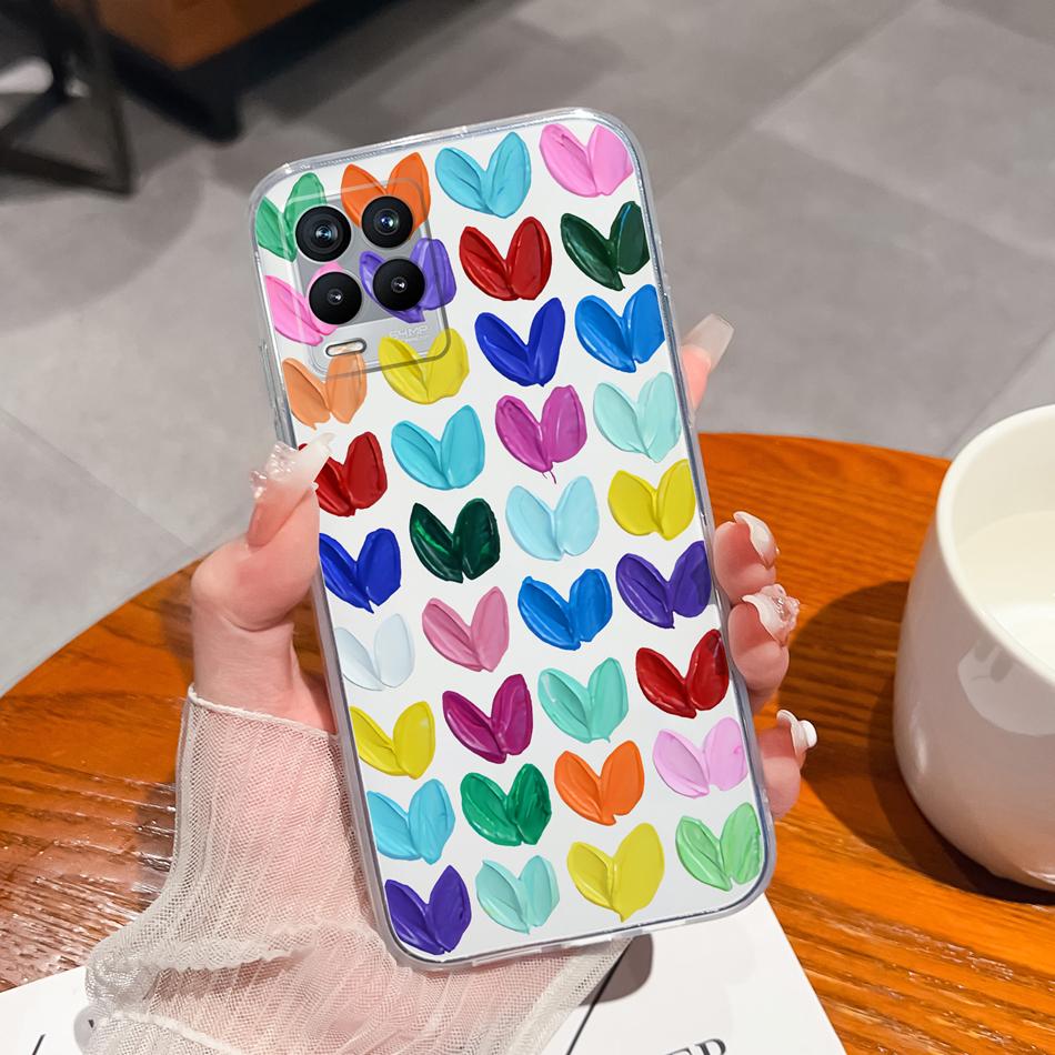 For Realme 8 Pro Case Lovely Cat Soft Transparent Phone Back Cover For Realme8 4G 5G Shockproof Comfortable TPU Silicone Bumper
