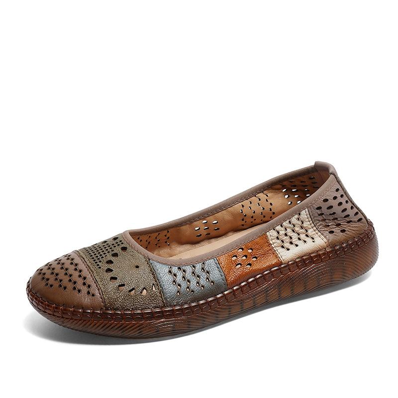 Fashion Women Flats Shoes Fashion Flat Genuine Leather Women Shoes Soft Sole Non-slip Sandals Breathable Casual Sports Women's Shoes