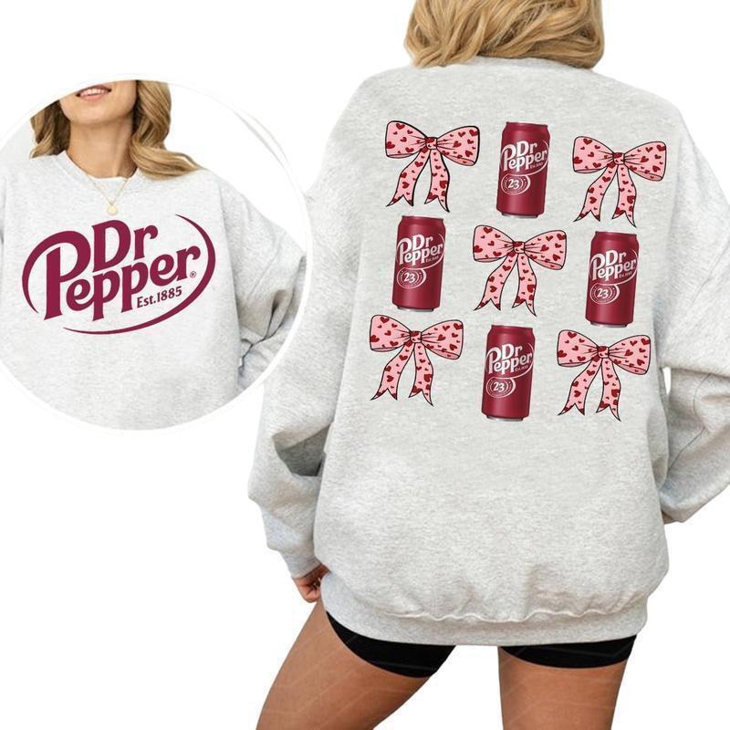 

Унисекс свитшот свободного кроя Paris Cola с кокетливым бантом Dr Pepper розового цвета XXXL светло-серый