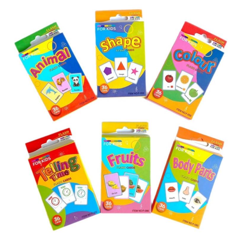 36Pcsbox Early Childhood Education Card Animal Fruit Food Color Shape English Character Montessori Toy Memory Training Card