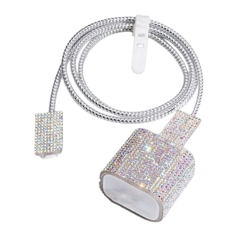 Sparkling Rhinestones Charging Protectors Set With TPU Cover And Cable Clip For 20W 18W Fast Charging Accessories
