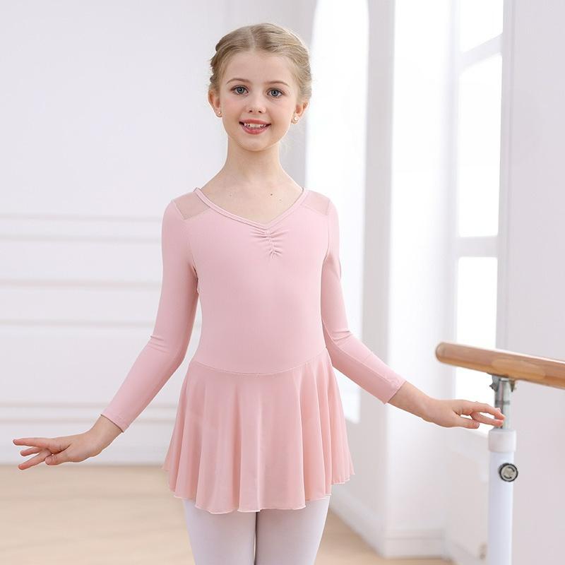 Children's Ballet Dance Clothes, Children's Practice Clothes, Women's One-piece Skirts, Long-sleeved Dance Clothes, Suspenders, One-piece Clothes