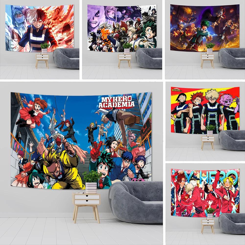 Tapeçaria de Parede My Hero Academia Decoração Kawaii para Quarto Desenhos Animados Anime MHA Pôster de Arte Papel de Parede Mural Tapeçaria Decoração de Quarto de Adolescente