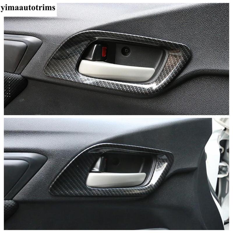 Carbon Fiber Dashboard Frame / Door Speaker / Gear Shift Panel / Window Lift Cover Trim Accessories For Honda FIT JAZZ 2014-