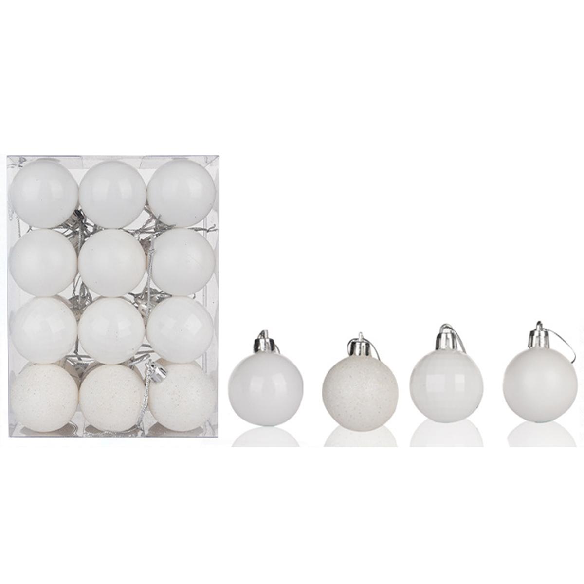 

Набір святкових ялинкових кульок із 24 штук для декору дому та офісу білий