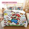 Mario Crayon Drawing Style Duvet Cover & Pillowcases, Mario Fan Hand-drawn Bedding, Great Gift.chl