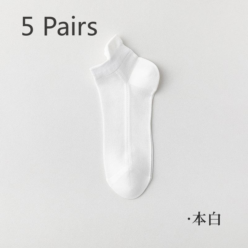 5 Pairs of Men's Summer Thin Mesh Cotton Deodorant Sweat Absorbing Boat Socks