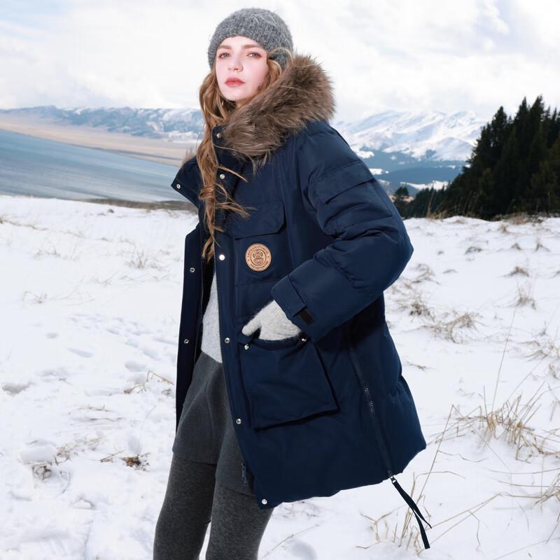 Sancai Women's 90% Goose Down Waterproof Hooded Parka