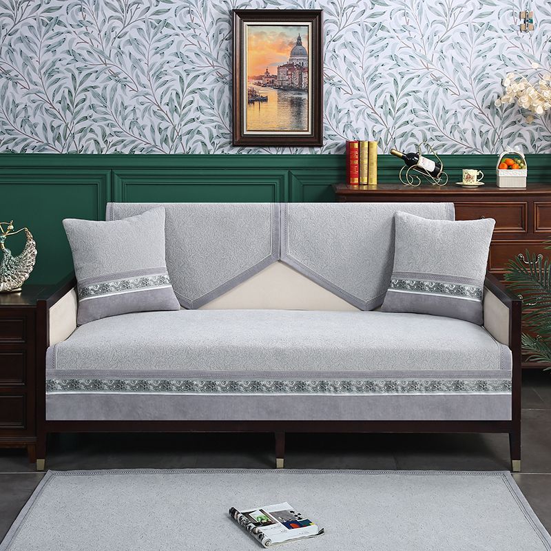 

New Arrival Chenille Minimalist Modern Sofa Cushion Cushion Backrest Towel Fabric Anti-Slip Cover Cloth Cover Cover All Year Round Neutral Autumn Wind red leaf ash 100*90cm