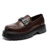 Autumn muffin and platform shoes men's metal buckle one pedal men's large size 4748 small leather shoes