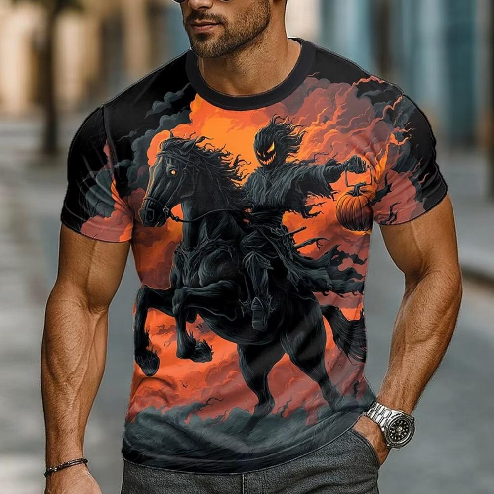 Men s 3D Werewolf Print T-Shirt - Wolf Pattern Short Sleeve Round Neck 6XL