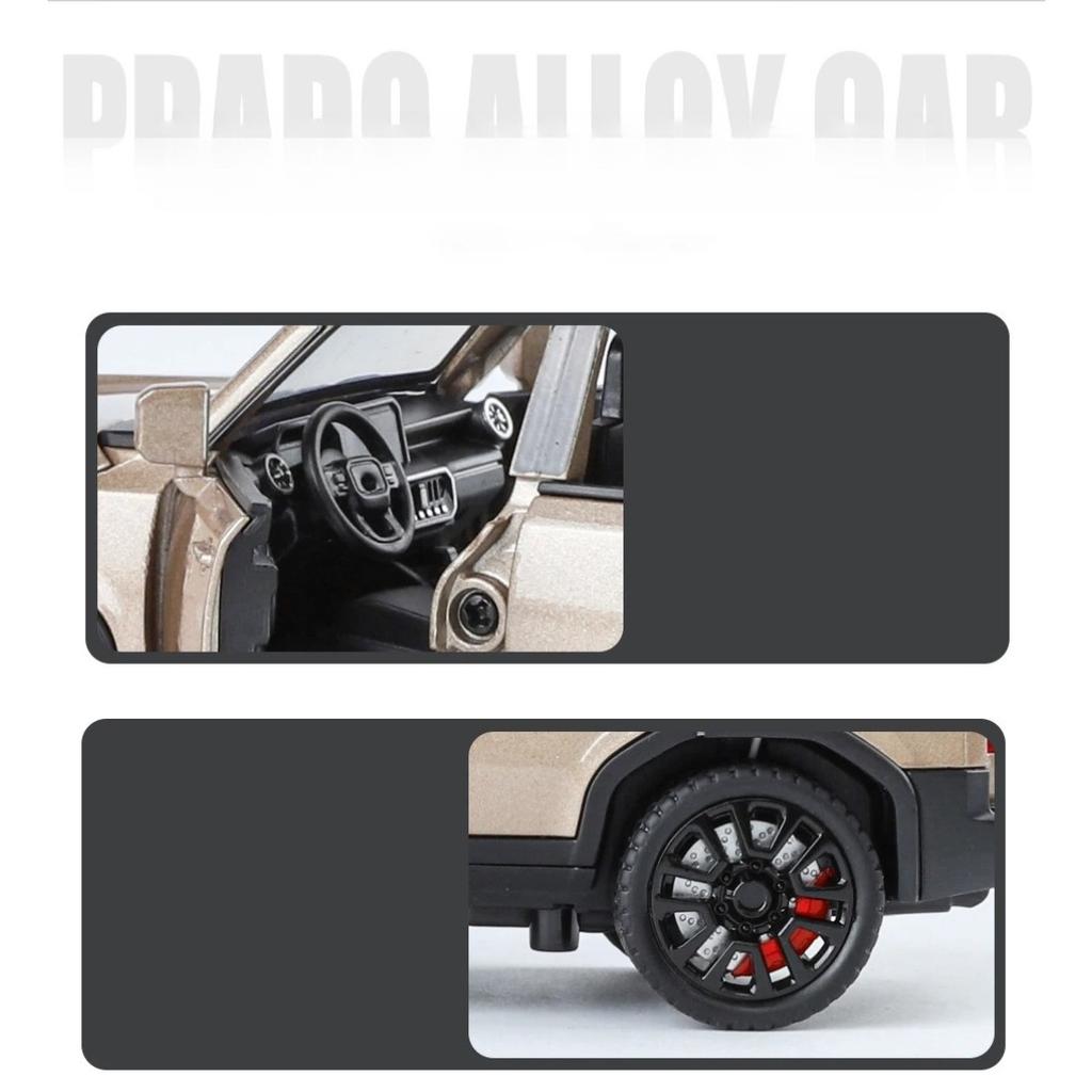 1/32 Toyota 2024 PRADO Land Cruiser Alloy Car Model Diecast Metal Off-road Vehicles Car Model Sound and Light Childrens Toy Gift