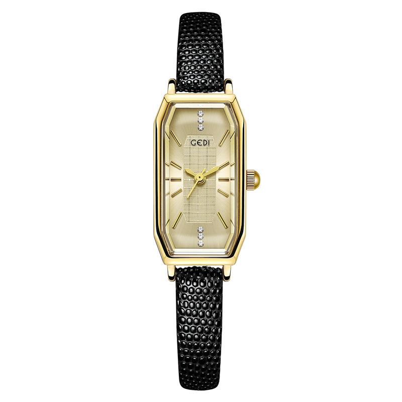 Retro Small Square Watch Niche High-End Waterproof Middle School Student Watch Small Leather Quartz Watch