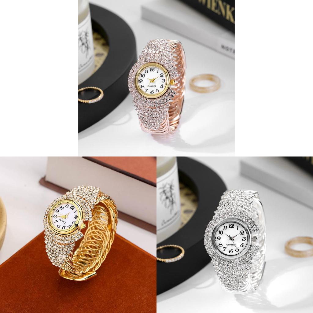 Moderne Damen-Quarzuhr mit Voll-Diamant-Akzenten für Freizeit und Büro