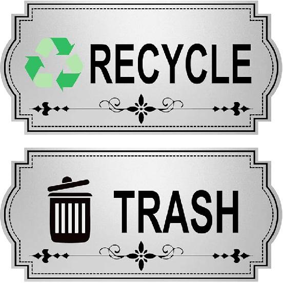 Recycle & Trash Bin Stickers - Enhance Your Recycling Bin with Stickers for Kitchen 1 Set 1