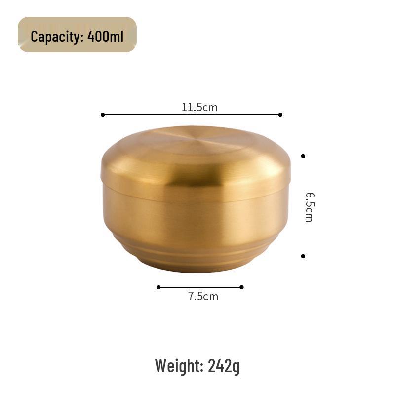 304 Stainless Steel Double-Layer Korean Rice and Soup Bowl with Lid for Kids