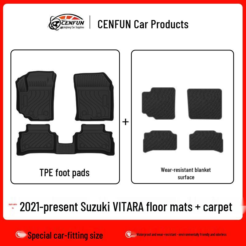TPE Eco-Friendly Waterproof Floor Mats for 2021-Present Suzuki VITARA: Odorless Starlight Carpet Surface