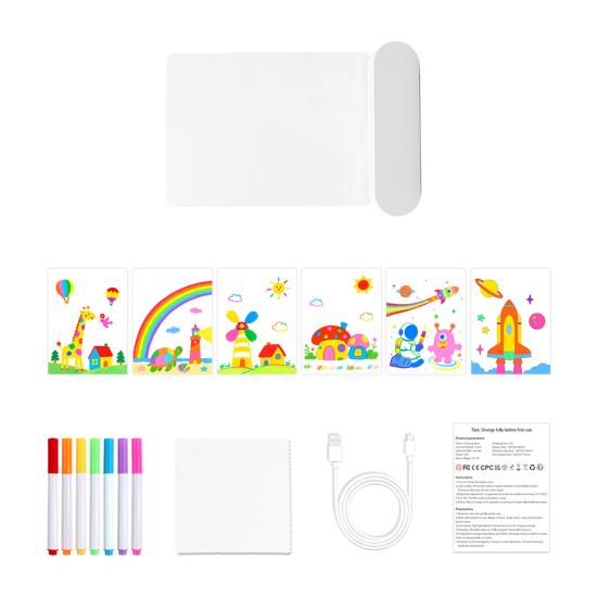 Kids LED Note Board Glow-in-the-Dark Doodle Board with Colorful Lights Reusable Writing Tablet Night Light for Home Decor
