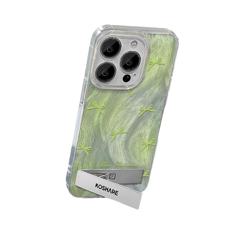 Applicable To Apple 15 Mobile Phone Case IPhone 14 Smudge Bow Bracket 13 Feather Yarn Laser 12 High-end Sense