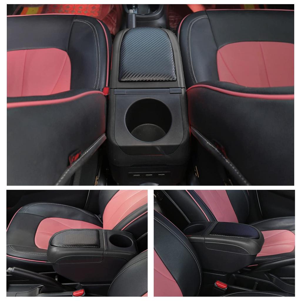 Ruiya Car Armrest Console for New Suzuki Alto and Mazda Carol Adjustable Armrest with Front and Rear Armrest Box with Drink Reduces Driving