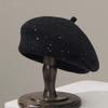 Autumn and Winter British Style Sequin Knitted Beret Hat for Women Korean Versatile Warm Hat Fashionable Casual Painter Hat Trendy