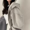 Lazy wind loose hooded sweater women's 2024 autumn and winter fleece thickened short zipper long-sleeved jacket