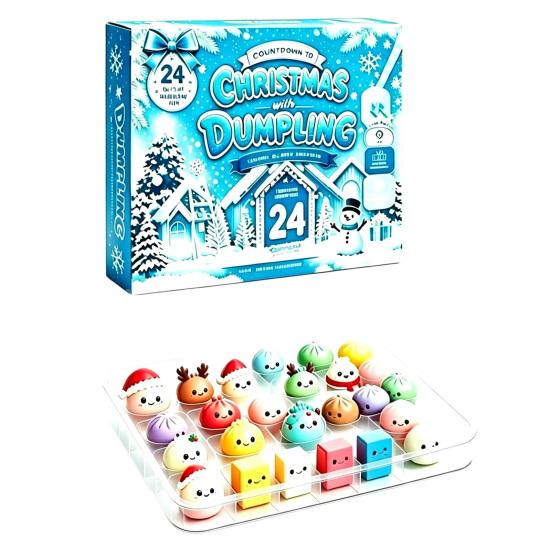 Christmas Countdown Set 2026 Squeeze Toy Advent Calendar, 24-Day Dumpling Bun Fidget Silicone Toys Box, Soft TPR Stress Relief Sensory Gift