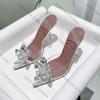 Fashion 2025 Summer Ladies Transparent Crystal Flower Sandals With High Heels
