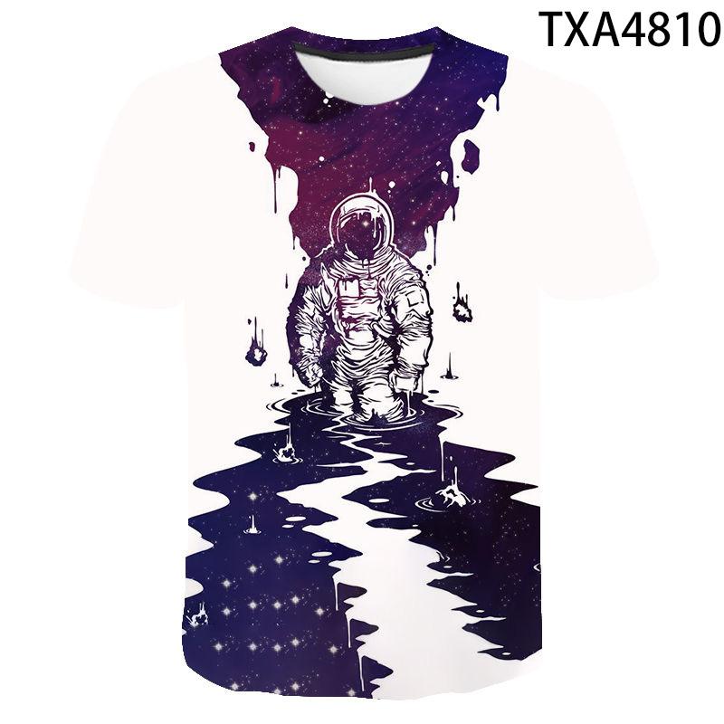 2020 Casual 3D T Shirt Men Women Children Space Astronaut Planet Explore Digital Print Cosmonaut T-shirt Cool Boy Girl Tops Tees XXS