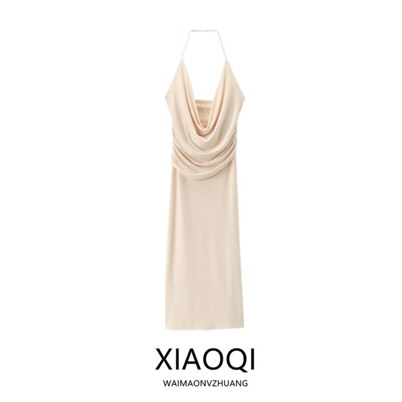 Fashion Style 2024 Summer New Arrival Women's Clothing Stylish Sling Draped Halterneck Long Dress 8342363