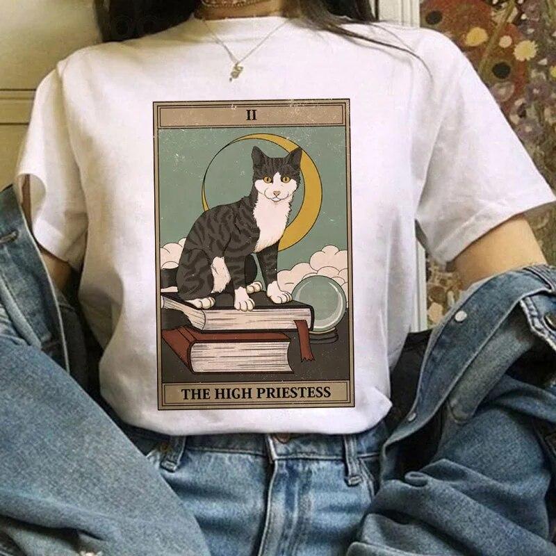 Kawaii Dámské tričko Módní Tarot Kočka Dámské tričko Anime Roztomilé Grafické tričko FeUnisex Léto XS-4XL Tričko s krátkým rukávem