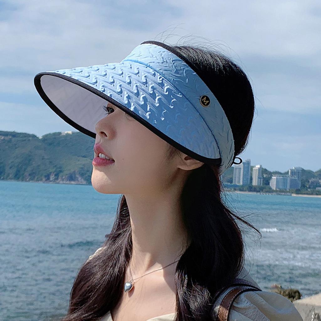 Women Sun Hats Summer Fashion Large Brim Empty Top Casual Sport Beach Sun Visor Hat For Outdoor Cycling