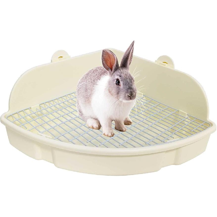 kathson Large Rabbit Litter Box Bunny Corner Toilet Box Potty Trainer Bigger Pet Pan Small Animal Cage Toilet Bedding Box Fanshaped for Adult Guinea