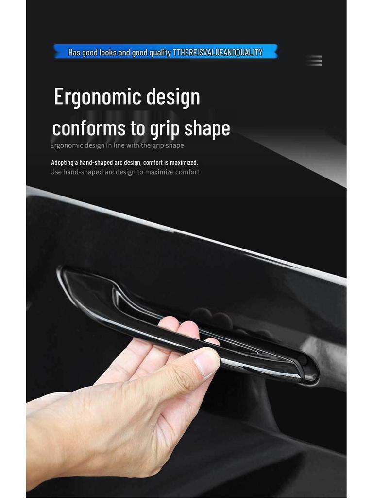 Tesla Model 3/Y Door Handle Carbon Fiber Protectors - Bright Black, Anti-slip