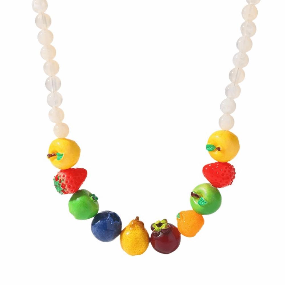 Colorful Multi Layer Choker 3D Fruit Beaded Clavicle Chain Neck Jewelry Holiday Accessories