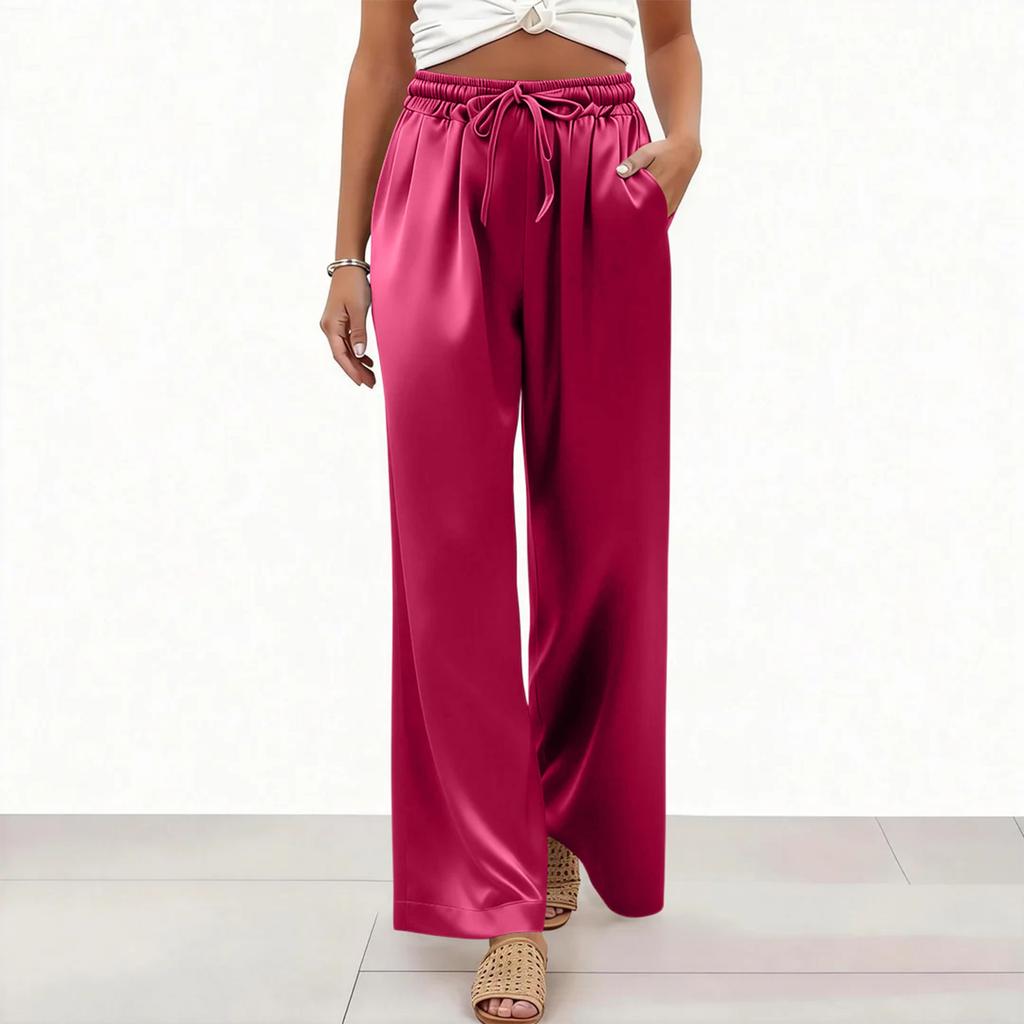 Womens Palazzo Pants Summer Casual Flowy Wide Leg Trousers Beach Travel Vacation Outfits