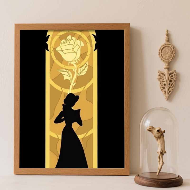 Disney Diamond Art Painting Enchanted Rose Home Wall Decor Crafts Adult/Beginner Gift Ideas Home Decor Round 20x30cm