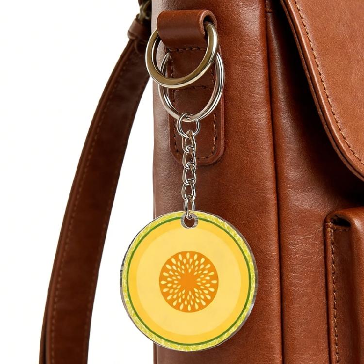 Delicata Decorazione Chiave in Acrilico Fette Ispirate alla Frutta Con Dettagliati Motivi Per Personalizzazione Ornamento per Borsa