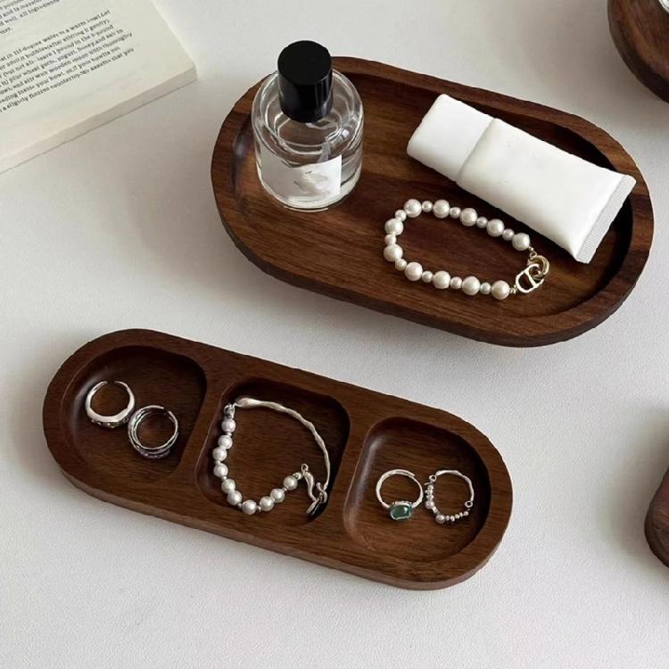 Holz-Schminkschale mit texturierten Schmuckorganisatoren Schale Eleganter Holzsockel für Kommode und Nachttisch Display