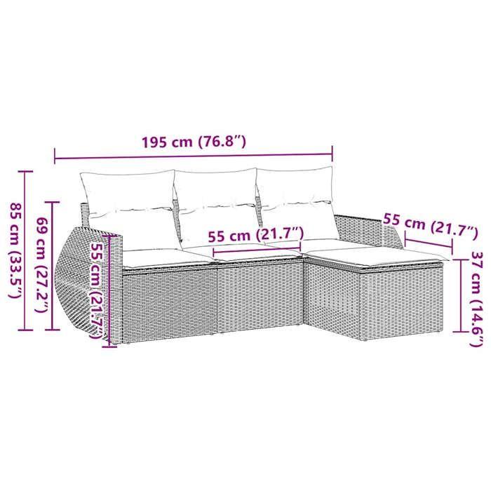 VidaXL Garden Lounge Set with Cushions 4 Pcs, Patio Sofas, Patio Furniture Set, Outdoor Furniture, Black 3253603
