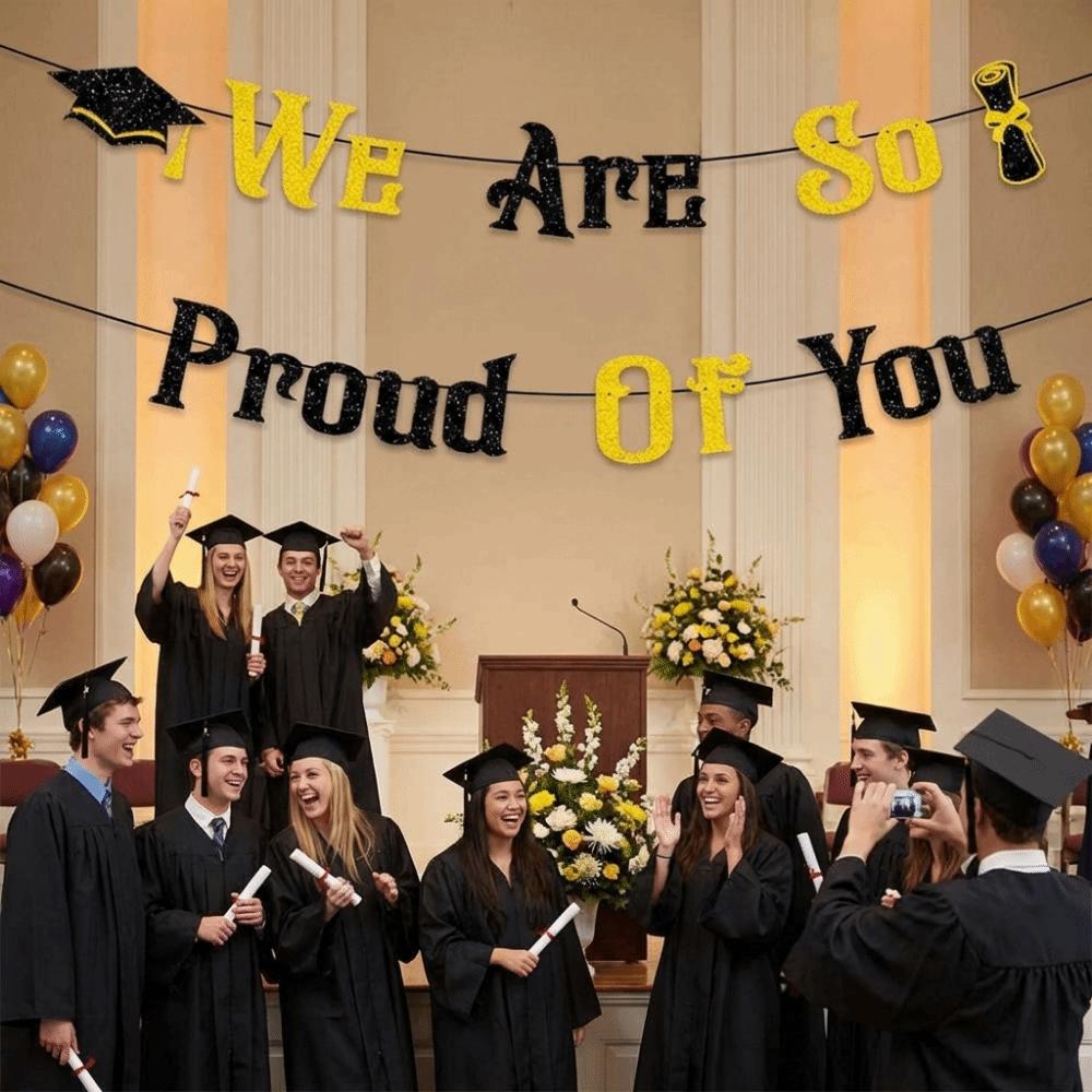 Glitter Decor Graduation Party Banner Reusable Graduation Hanging Banner  Party Supplies