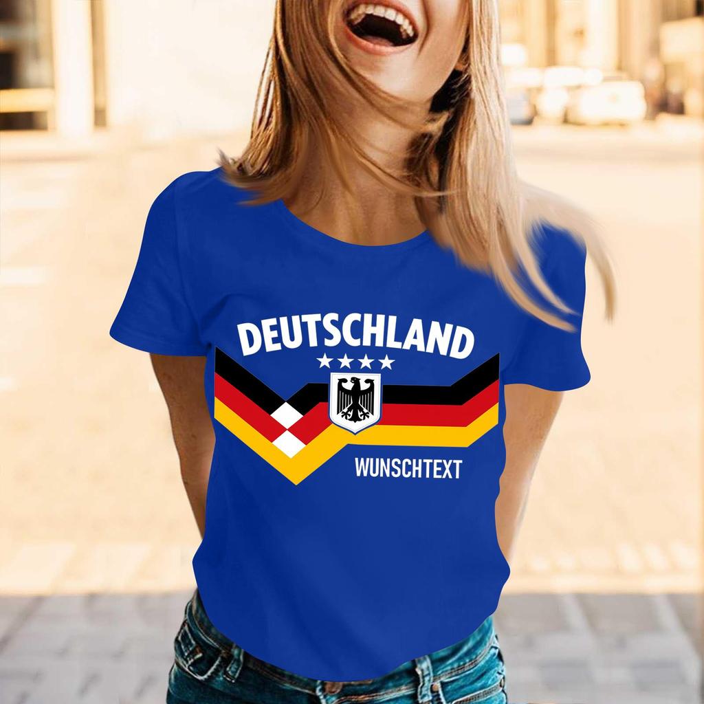 Women Casual Pullover T Shirt Short Sleeve Crew Neck Tee Top Letter Print Germany Supporter Design