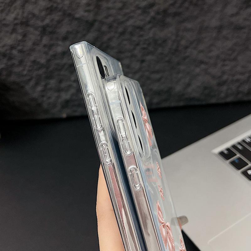 Floral Pattern Slim TPU Soft Edge Phone Case For Samsung S25 Ultra S24 FE S23 A56 A36 A16 A55 Feather Sparkling Shockproof Glitter Hard PC Back Cover