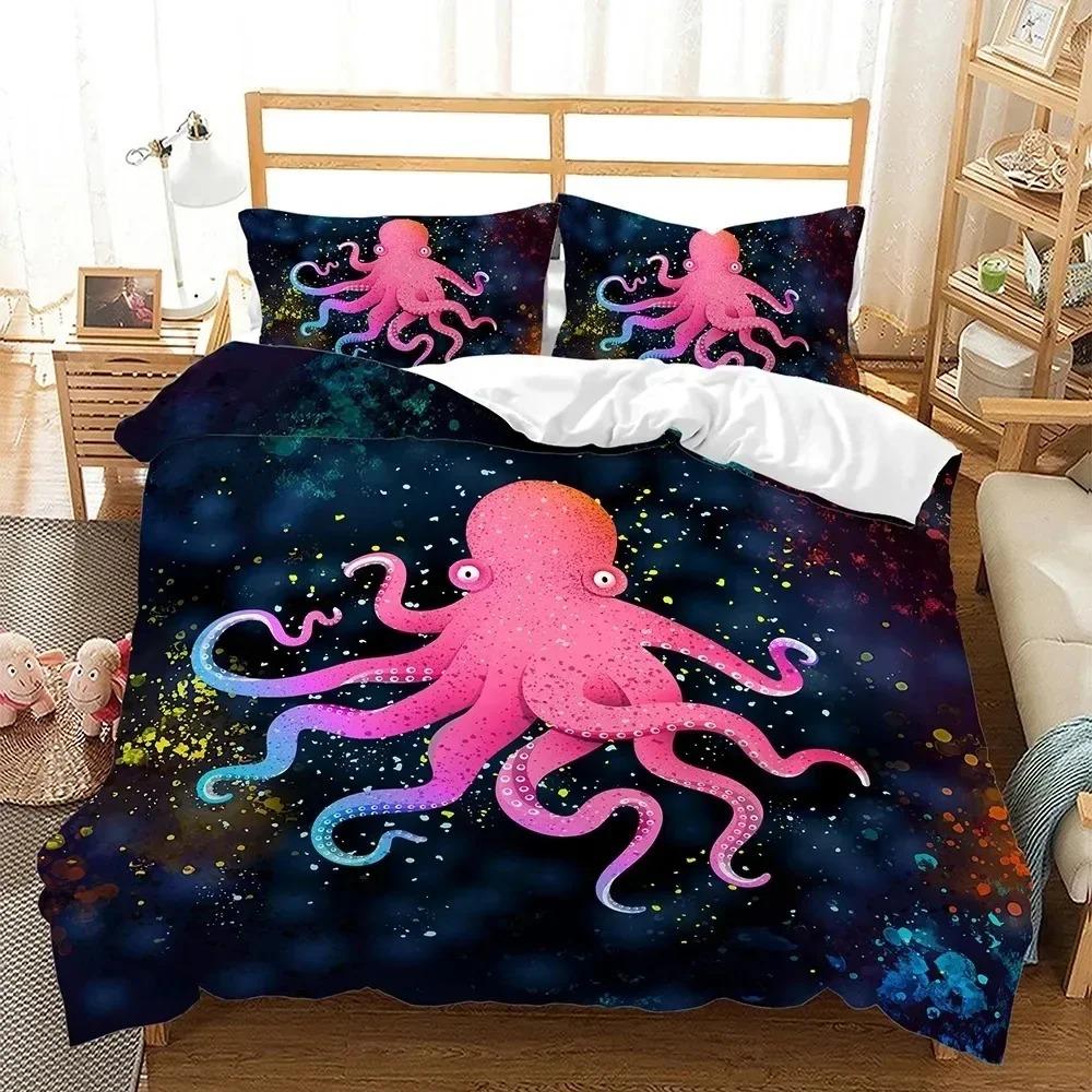 Octopus Sea Turtle Colourful Animal Marine Life Duvet Cover Bedding Set Comforter Linen Pillowcases Single Double King Queen